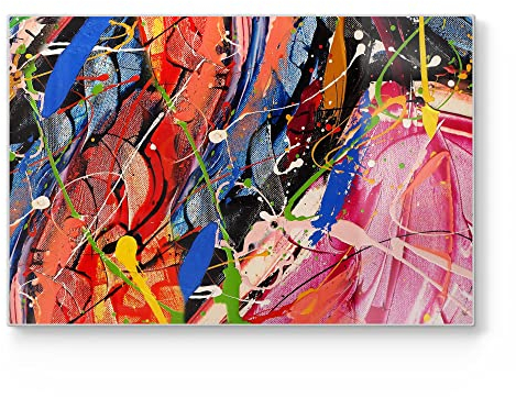 DEQORI Schneidebrett aus Glas | groß 30x20 cm | Motiv Kunterbunte Leinwand | Design Schneideplatte für Küche | Frühstücksbrett antibakteriell & rutschfest | Glasplatte & Servierplatte