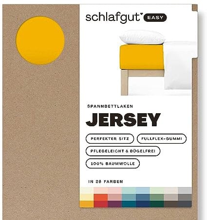 Schlafgut Easy Jersey Spannbettlaken 140x200 bis 160x200 Yellow Deep, Spannbetttuch aus 100% Baumwolle