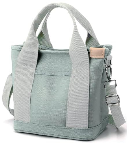 Halemet Small Tote Bag with Zipper Tote Bag for Women Canvas Crossbody Bag Shoulder Bag Satchel Hobo Bag Messenger Bag 2023, Green, L