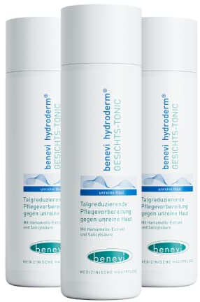 benevi Gesichtstonic 3 x 200 ml klärendes und reinigendes Tonic für fettige Haut. Beseitigt den störenden Fettglanz, löst Hornzellen und Mitesser, beruhigt und erfrischt die Haut.