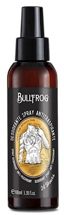 Bullfrog – Antitranspirant-Deodorant-Spray, langlebig, 97,4% natürliche Inhaltsstoffe, würziger und frischer Duft, Schutz und Komfort, hergestellt in Italien, 100 ml