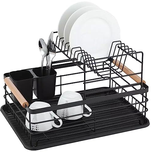 KING HOFF 2-stufiger Geschirrtrockner, Abtropfgestell, Geschirrabtropfgestell 43x32x27cm (Schwarz)