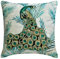 The HomeCentric Dekorativ Blaugrün Kissen Überzüge, 2 Stück, 40x40 cm (16x16) Baumwolle Kissen, Kissenhülle mit Pfau, Vögel Kissen, Zeitgenössisch Kissen Überzüge - Art Nouveau Peacock