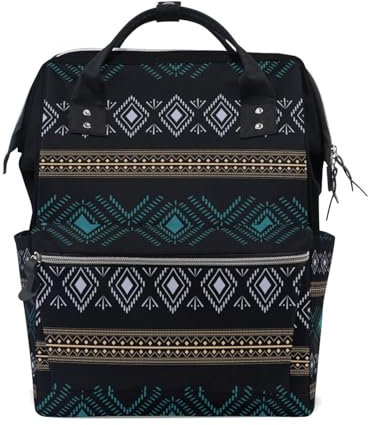 KAAVIYO Grüner Floraler Grauer Streifen Wickeltasche Reiserucksack Grosse Kapazität Schulter Mom Taschen für Reisen im Freien