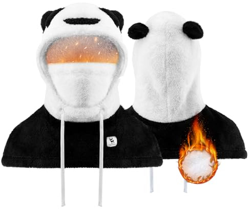 Qunature Winter Sturmhaube Skimaske für Kinder und Eltern, Panda-Design | Balaclava für Herbst und Winter Outdoor-Aktivitäten wie Skifahren, Motorradfahren, Radfahren