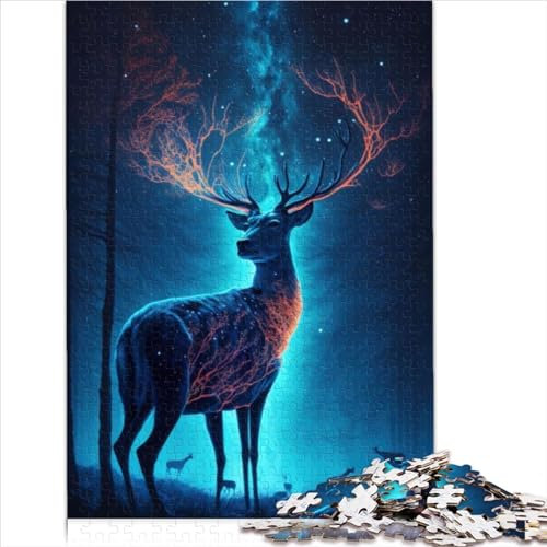 1000-teiliges Puzzle für Erwachsene, Tier-Hirsch-Puzzles für Erwachsene und Kinder, Holzpuzzle, nachhaltiges Puzzle für Erwachsene – herausforderndes Spiel (50 x 75 cm)