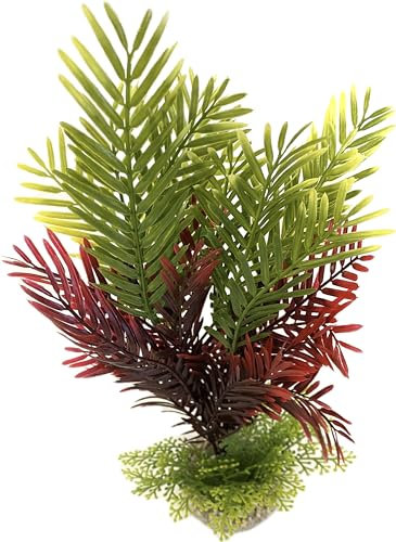Tyrol - Plante d'Aquarium Artificielle XL 27CM - Décoration pour Aquarium - Plante d'intérieur en plastique sur Socle - Palmier Coco Mousse - Ancrage Facile au fond de l'Aquarium - Fabriquée en France