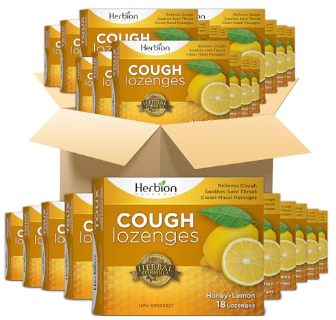Herbion Naturals Hustenbonbons mit natürlichem Honig-Zitronen-Geschmack, 18 Lutschtabletten - Lindert Husten, befreit die Nase, beruhigt den Hals (48er Pack)