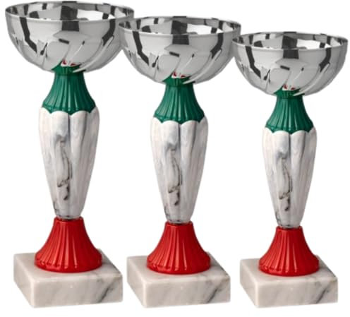 Hole Gadget | Set Premiazioni Sportive Personalizzate - da 3 a 5 Coppe Trofeo Targhetta Metallo Stampata - Coppa per Tornei, Calcio, Club, Competizioni, Fantacalcio - Premio Vincitori (13.392.6S)