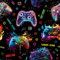 CHDITB Farbige Game Tapete,Fototapete Selbstklebend Gamer,(44 x 300cm)Gaming Tapete Junge,Graffiti Game Wandsticker,Wandtattoo Gaming Zimmer,Gamer Zone Tapete für Kinderzimmer Spielzimmer Playstation