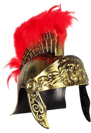PURPLELILY Mittelalter Ritter Gladiatoren Helm Karneval Rollenspiel Helm Piraten Ritter Hut Antike Europäische Soldaten Cosplay Helm Römerhelm Erwachsene Römerhelm Kostüm Römerhelm mit Feder