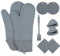 Foyucool Silicone Oven Mitts and Hot Pads Set of 9, Pair of Extra Long Oven Mittens, 4 Hot Pads (2 Round+2 Square), 2 Mini Oven Gloves and Brush, BPA Free, Heat Resistant, for Baking, Cooking