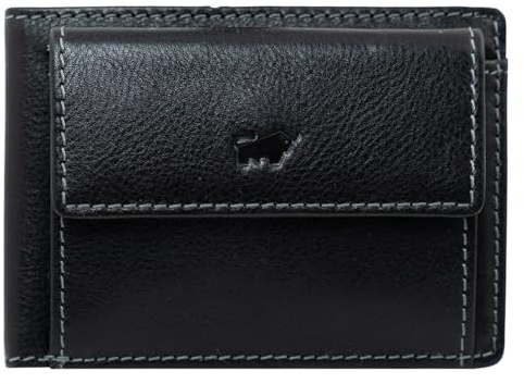 BRAUN BÜFFEL - Kleine Herren RFID Geldbörse Arezzo - 6 Kartenfächer aus echtem Rindleder Schlichtes Design - Edles Schwarz