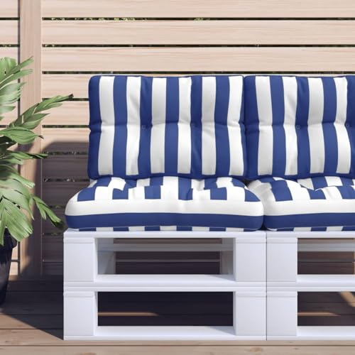 ShGaxin Kissen für Palettensofa 2 STK Palettenkissen, Palettenpolster, Palettenmöbel, Paletten Polster, Paletten Sitzkissen, Sitzauflagen Für Loungemöbel, Blau & Weiß Gestreift Stoff