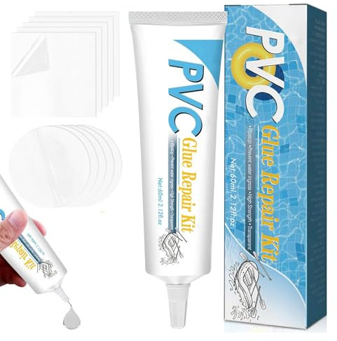 Kit Reparación Piscina, Inflable Piscina Reparación Pegamento, kit de reparación de colchón de aire impermeable, Kit de Reparación de PVC para Piscina para Piscinas Hinchables,Liner de Piscina (60ml)