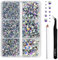 BEADSLAND pedreria hotfix,4000 PCS piedras AB strass termoadhesivas diamantes cristales para manualidades,Kit mixto de 6 tamaños con lápiz de cera y pinzas,SS6-SS30,Blanco Cristal AB Rhinestones
