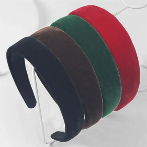 Kotkiddy 4 Stück Breites Samt Haarreifen, Haarreif Samt, Samt Stirnbänder, Rutschfest Breites Samt Haarreifen Haarreif Stirnbänder Haarband für Mädchen Damen