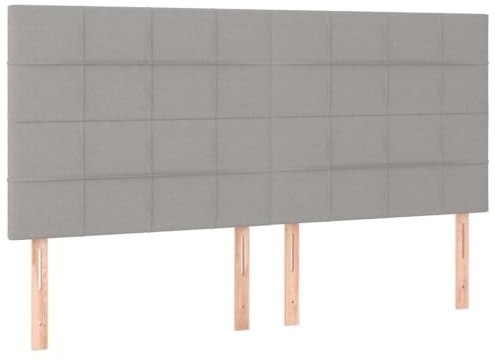 Myheimly Kopfteil Bettkopfteil mit Holzbeinen, Höhenverstellbar Polsterkopfteil für Bett, Betthaupt Bettzubehör Schlafzimmere 4 STK. Hellgrau 100x5x78/88 cm Stoff Hoch