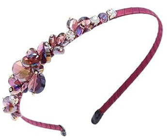 Qiwenr Cerchietto di Cristallo Viola, Fascia per Capelli con Strass, Fantastico Copricapo per Balli di Fine Anno/Feste (Viola)