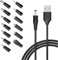 JZK Cavo di ricarica USB multifunzione da 5 V da 1,5 m, adattatore spina DC 5,5 X 2,1 mm con 13 connettori DC, cavo di ricarica USB a DC 5 V con punta micro USB/Type-C/Mini USB