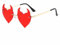 Herz Hippie Sonnenbrille, Retro Herzförmige Sonnenbrille, Rot Vintage Randlos Herz Hippie Brille, Lustige Sonnenbrille in Herzform, Unregelmäßige Partybrillen für 70er Cosplay Hippie Party Halloween