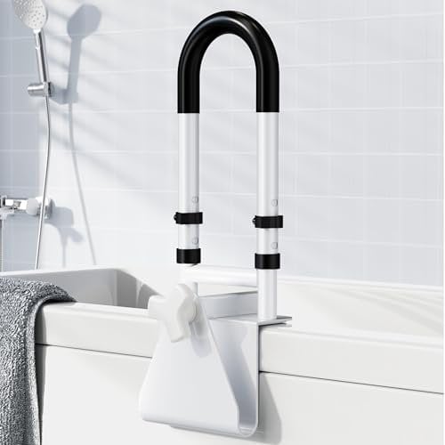 Adjustable Bathtub Safety Rail: Shower Grab Bar Handle for Seniors, Elderly, and Disabled, 14–18 Inch Height Range, Bathroom Safety Bars with Non-Slip Grip, Supports 300 lbs