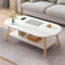 Moderner ovaler Couchtisch mit Ablage, weißes Holz, Mitte des Jahrhunderts, für kleine Wohnungen, Wohnzimmer, 100 cm
