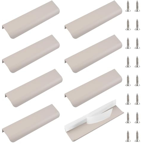 MOROBOR Moderner Stil Schubladengriff, 8 Stück Selbstklebend Sofort Aluminiumlegierung Unsichtbarer Griff Kleiderschrankschublade für Möbelbeschläge, 80 mm/Kaschmirgrau