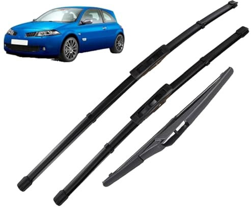COOKENG Juego de escobillas limpiaparabrisas Delanteras y traseras para Renault Megane 2 Hatchback 2006-2008 24+18+9 Escobillas limpiaparabrisas