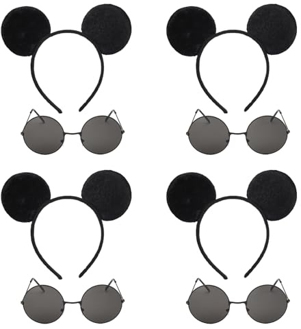 AOVNA 8pcs Blind Mice Costume Mouse Ears Headband Sunglasses Blind Costumes for Halloween Party Dress Up
