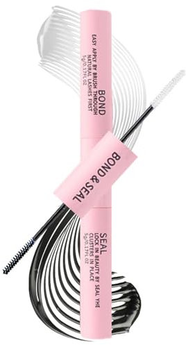 2-in-1 Eyelash Glue for DIY Extensions, Strong Hold Waterproof Lash Bond & Seal, Latex-Free Hypoallergenic, Black Cluster & Individual Lashes Adhesive, Quick Drying