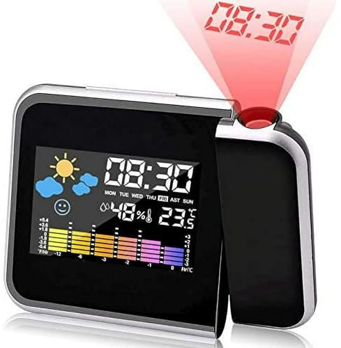UHOONE Sveglia con Proiezione, LED Sveglia Digitale con Proiezione, Proiezione 180° Display LCD, Snooze, Ora, Temperatura, Umidità, Data per Camera da Letto Cucina