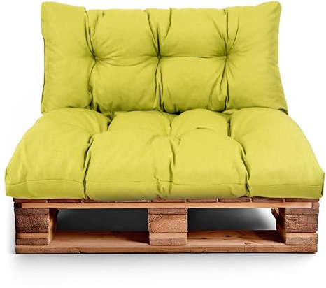 Best Wool Set di Cuscini per Pallet – Cuscino D’assise per Pallet Europei – Imbottitura con Schiuma Granulare Poulirette – Include Cuscino D’assise 120x80 cm + Schienale 120x40 cm