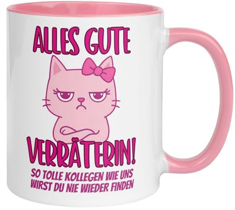Kollegin Tasse Abschied Geschenk | Alles Gute Verräterin Katze Spruch | Lustiger Kaffeebecher zum Jobwechsel Kündigung Teamwechsel für Frauen Büro Arbeit Geschenkidee