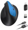 Mouse wireless ergonomico 3 modalità [Bluetooth 5.2, 2.4G, cablato] Wireless verticale, mouse ricaricabile senza fili 1200/1600/2400/3200/6400/9600 DPI, batteria ricaricabile, 6 tasti, PC/Mac blu