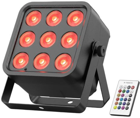 Rtktoup Wiederaufladbarer RGBWA+UV 6-in-1 LED PAR Scheinwerfer, 54W Akku LED Bühnenlicht 5200mAh Par Strahler mit DMX, Partylicht für Bühne DJ Disco Hochzeit Halloween Weihnachten