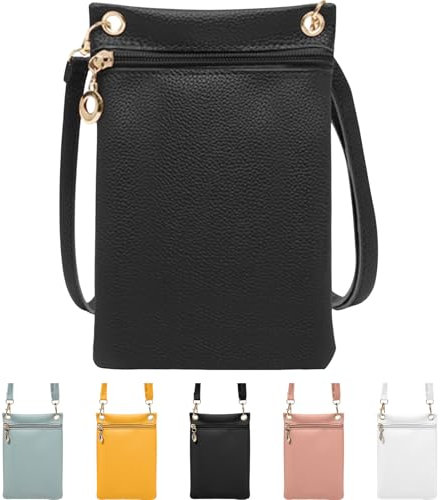 Mayoii Energather Handytasche zum Umhängen Damen Weiche PU-Leder Handy Tasche zum Umhängen Modische Handytasche mit abnehmbarem Schultergurt Kleine Handytasche für Damen (Schwarz, Einheitsgröße)