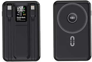 Magnetic Wireless Power Bank for MagSafe – 10000mAh, 22.5W Fast Charging, USB-C & Lightning Cables, Foldable Stand, LED Display, Travel Case – For iPhone 12–16/Pro/Pro Max, Apple Watch