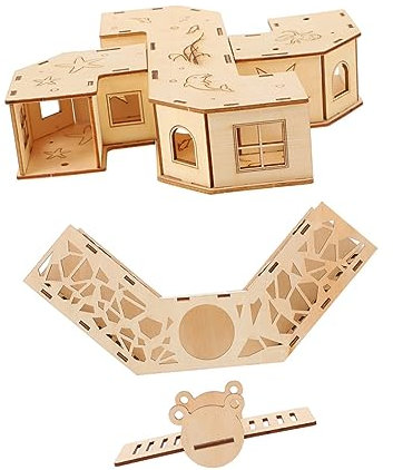 HEMOTON Pet Tunnel Toys for Hamster Small Animal Exercising Toys Wooden Labyrinth for Guinea Pig