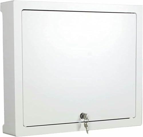 VYUJHNBG Wireless Router Storage Box with Lock Wall Mounted Shelf for Organizing WiFi Router Cables and Accessories White 38cm