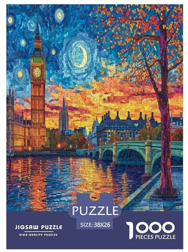Londoner Tower Bridge Puzzle 1000-teilige Schwer Puzzle Spielzeug Pädagogisches Spiel Impossible Herausforderungsspielzeug Für Erwachsene Und Kinder Ab 14 Jahren 38x26cm/1000pcs