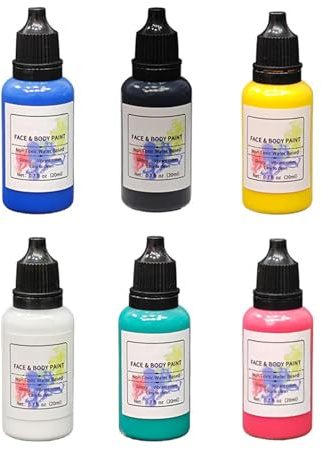 Furtryvl Peinture pour visage d'Halloween – 6 couleurs de peinture festive pour le visage – Kit de peinture à base d'eau pour enfants, femmes, hommes, clown, Halloween, Noël, festival, cosplay
