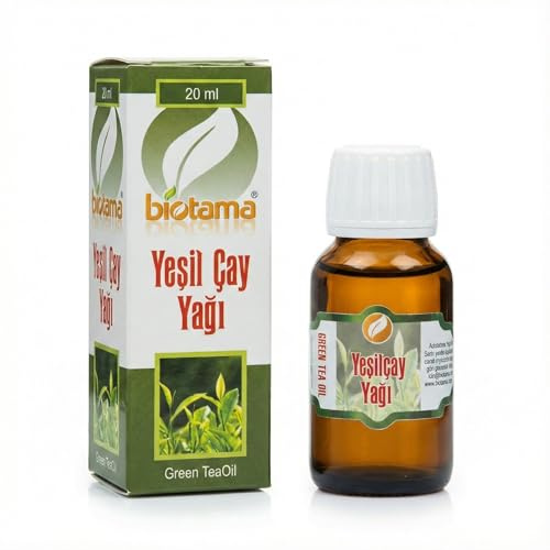 Premium Grünteeöl 20 ml, 100% naturrein, ohne Zusatzstoffe & kaltgepresst im Glasflasche lichtgeschützt, 99% echtes Grünteeöl für Massage, Pflege & Lebensmittel geeignet,green tea oil
