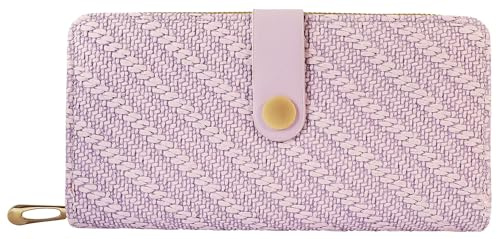 Cham Cham Geldbörse für Damen aus Kunstleder in Lila, Geldbeutel mit Reißverschluss in 10 x 19 x 3,5 cm