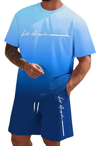 Generisch Lässige Sommermode für Herren: Kombi T-Shirt mit Farbverlauf Shorts für modernen Komfort Stil