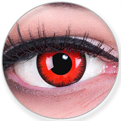 Farbige rote Crazy Fun Kontaktlinsen Red Lunatic mit gratis Linsenbehälter, Topqualität zu Fasching, Karneval und Halloween