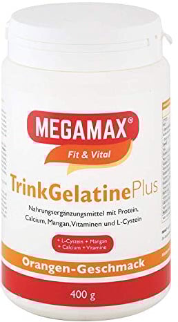 MEGAMAX Trink-Gelatine Plus L-Cystein, Mangan u. Calcium | Kollagen-Hydrolysat - Kollagen Protein Pulver - für Bindegewebe, Gelenke, Muskel & Knochen | Hochwertiges 100% Rinder-kollagen Hydrolysat