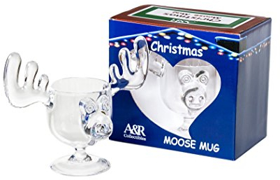 Weihnachtliche Tasse mit Elch-Motiv in Eiernog-Optik, in Geschenkbox, sicherer als Glas