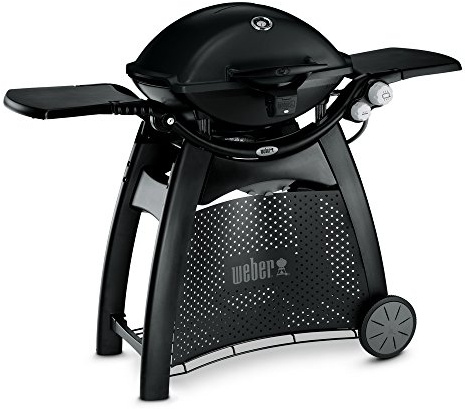 Weber Q3200 Barbecue Gas + Carrello + Ripiani Laterali ripiegabili, Superficie di Cottura 63 x 45 cm, 2 Bruciatori, Griglia in ghisa Smaltata in 2 Pezzi, termometro Coperchio e Lampada-Nero(57010029)