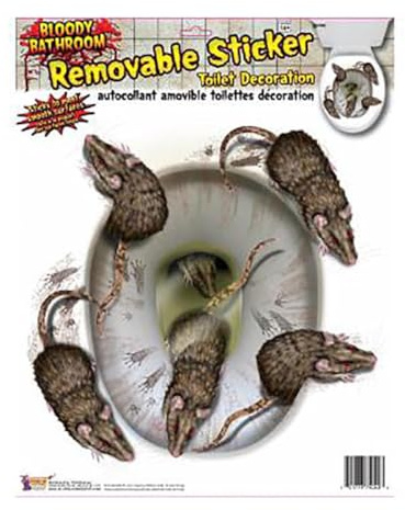 Forum Novelties X75040 Blutige Ratte WC-Sitz-Aufkleber, braun, Einheitsgröße, Welttag des Buches, Halloween, Halloween
